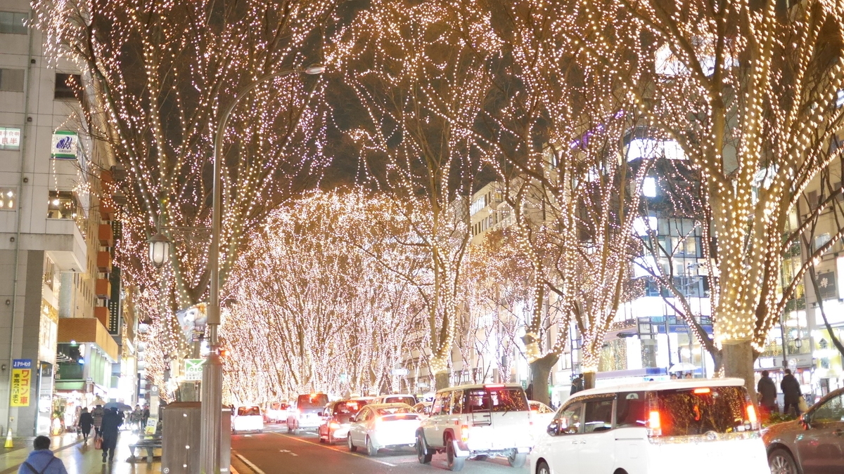 歩道から写した光のページェント